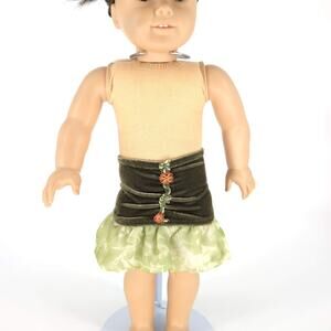 Unbranded Olive Green Velvet Doll Pull On Dressy Skirt for 18" Dolls - GUC